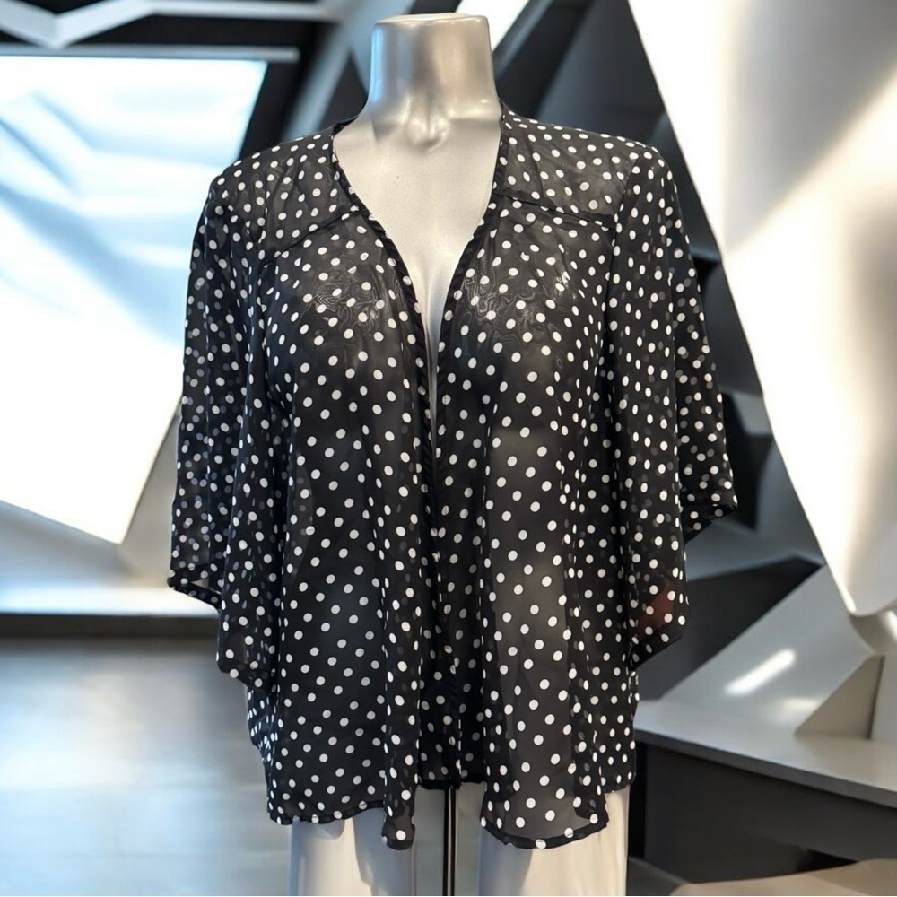 Free | Chic Sheer Black and White Polka Dot Cover Up